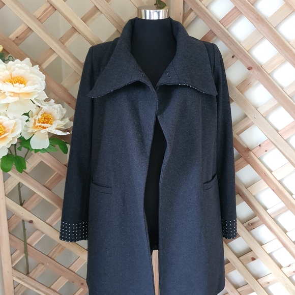 DECJUBA Studded Long Coat Jacket (60% Wool) - Picture 7 of 12